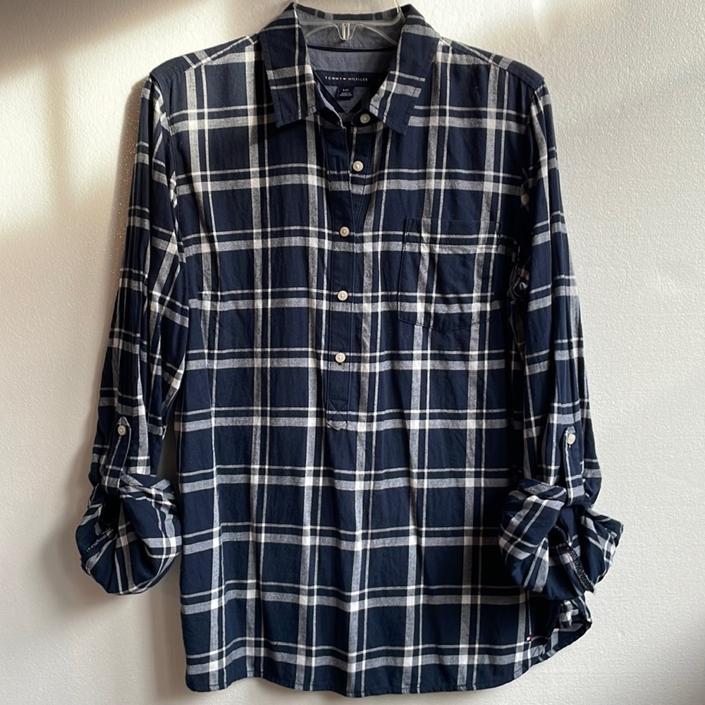 Tommy Hilfiger plaid long sleeve tunic top size large